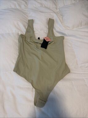 Light Olive Green Square Neck Bodysuit - Women